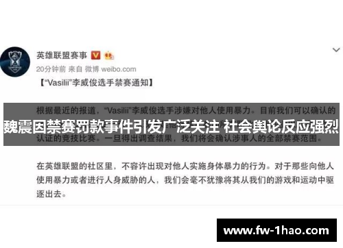 魏震因禁赛罚款事件引发广泛关注 社会舆论反应强烈 魏震因禁赛罚款事件引发广泛关注 社会舆论反应强烈